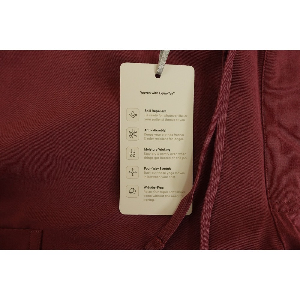 Mandala Womens Size Small Deep Mauve Drawstring Split Hem Cargo Scrub Pants NWT - Picture 4 of 11